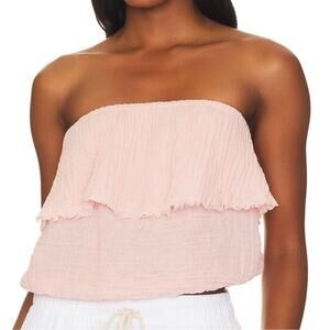Evereve Michael Stars Fleur Cotton Gauze Tube Top in Soft Pink - size Large
